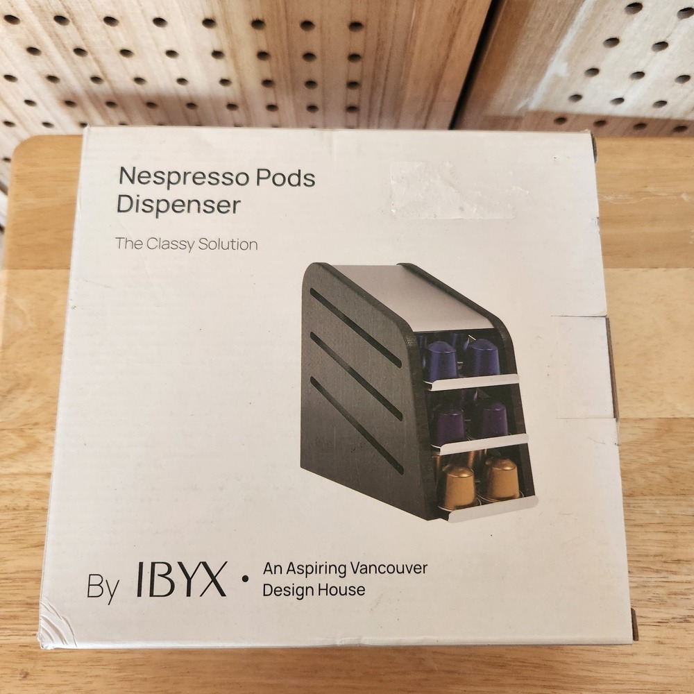 Ibyx Bamboo 3 Tier Nespresso Pods Dispenser Black W/ Stainless Steel Hardware